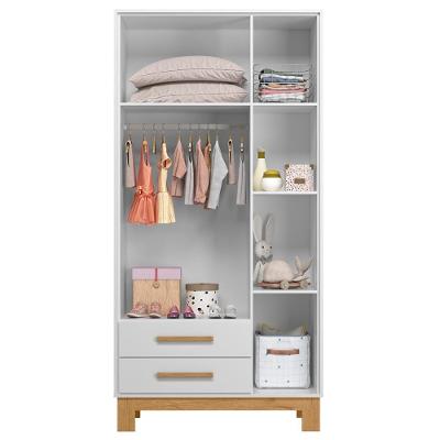 Guarda Roupa Solteiro Infantil Slim Q Encanto 3 Portas de Bater 2 Gavetas Branco
