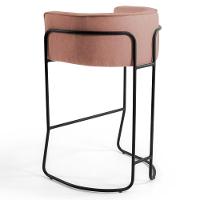 Kit 2 Banquetas Decorativas Base Aço Preto Betina C-105 Linho Rosê - Domi