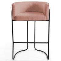 Kit 2 Banquetas Decorativas Base Aço Preto Betina C-105 Linho Rosê - Domi - 5