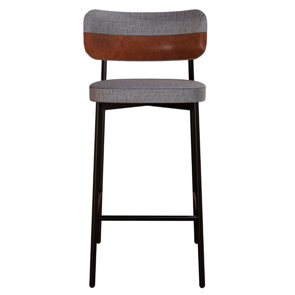 Banqueta Alta Bar Estofada Kit 6 Ella M25 Linho Cinza/marrom - Mpozenato - 6