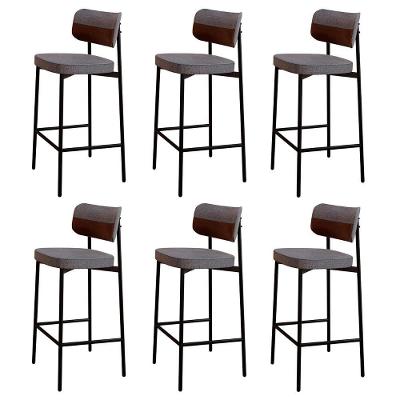 Banqueta Alta Bar Estofada Kit 6 Ella M25 Linho Cinza/marrom - Mpozenato
