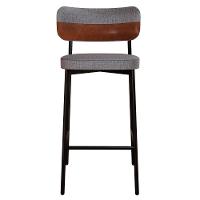 Banqueta Alta Bar Estofada Kit 6 Ella M25 Linho Cinza/marrom - Mpozenato - 6