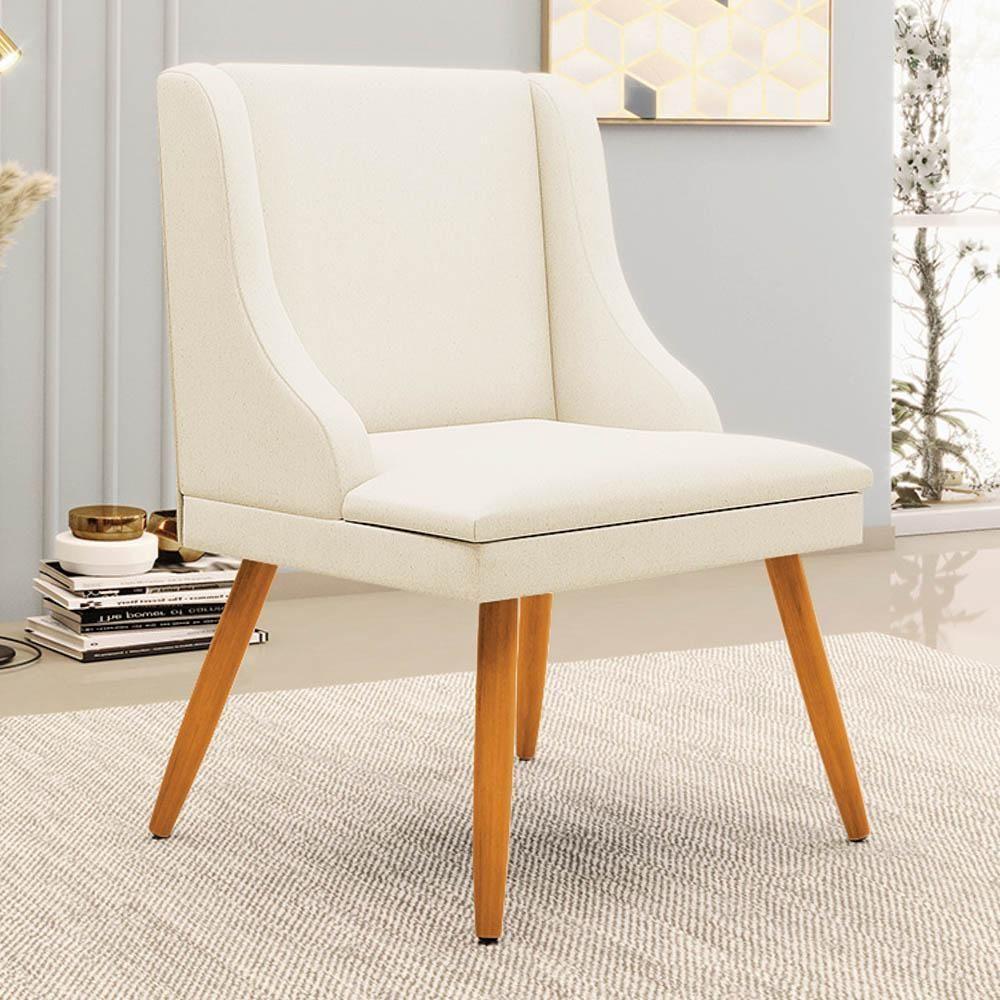 Kit 10 Cadeiras Estofadas Para Sala De Jantar Pés Palito Lia Linho Bege - Ibiza - 2