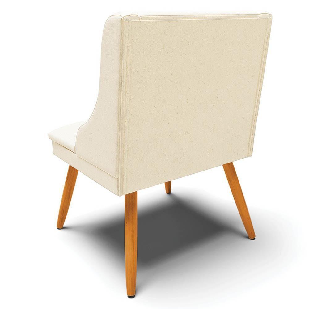 Kit 10 Cadeiras Estofadas Para Sala De Jantar Pés Palito Lia Linho Bege - Ibiza - 7