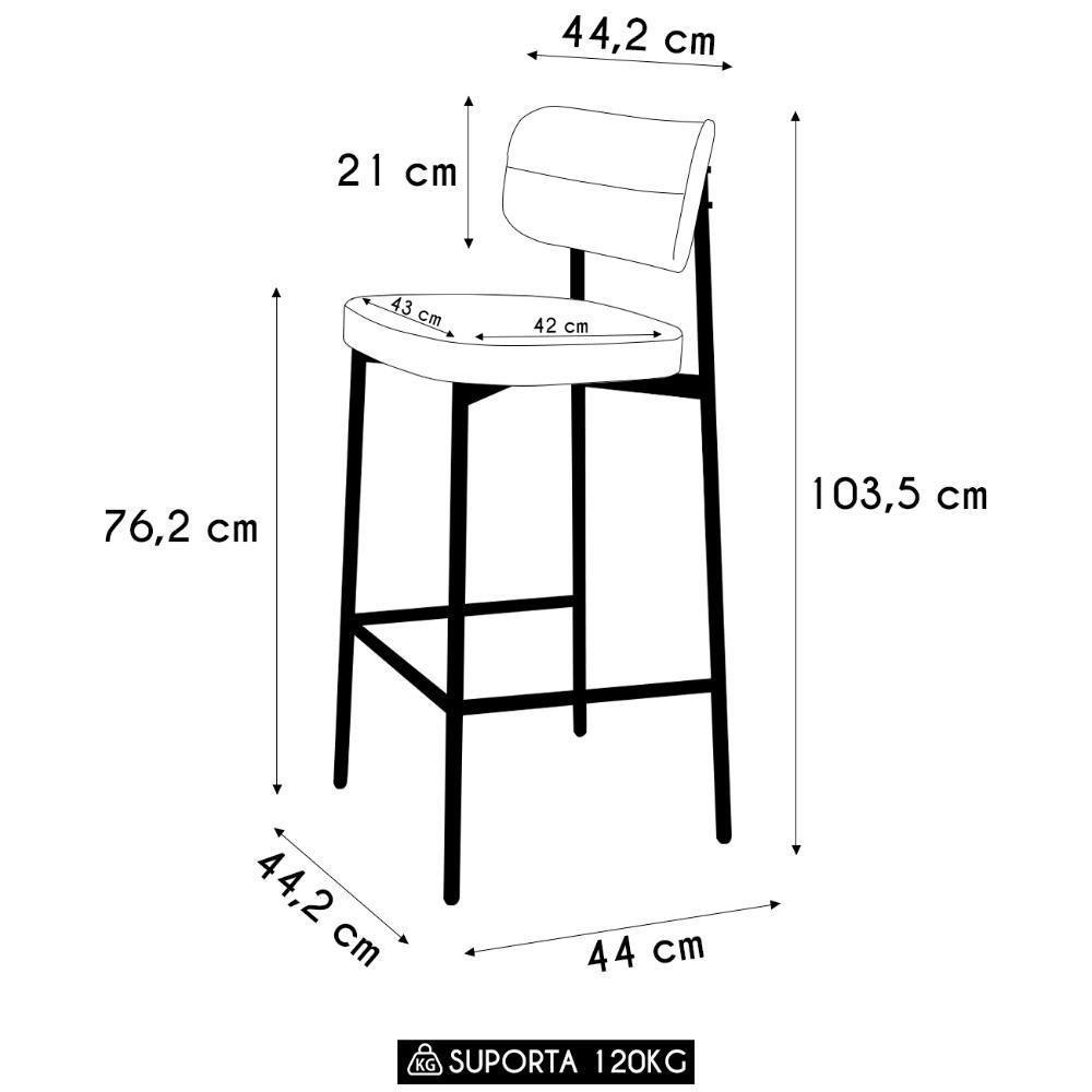 Banqueta Alta Bar Estofada Kit 6 Ella M25 Linho Palha/marrom - Mpozenato - 4