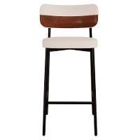 Banqueta Alta Bar Estofada Kit 6 Ella M25 Linho Palha/marrom - Mpozenato - 6