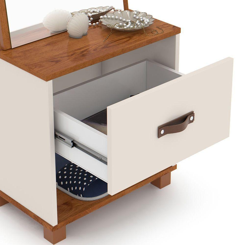 Toucador Com Espelho 1 Gaveta Nicho E 2 Ganchos Oranix Off White/freijó - 2