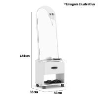 Toucador Com Espelho 1 Gaveta Nicho E 2 Ganchos Oranix Off White/freijó - 3