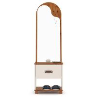 Toucador Com Espelho 1 Gaveta Nicho E 2 Ganchos Oranix Off White/freijó - 5