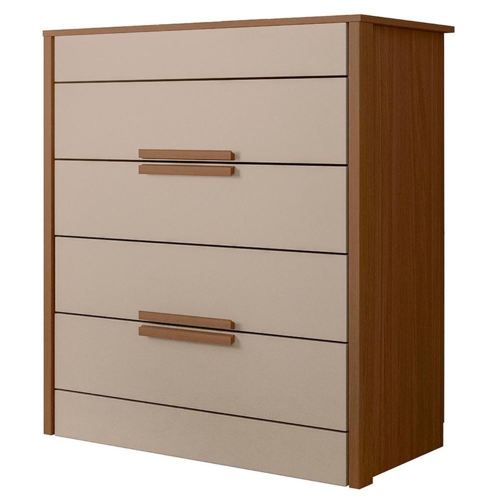 Cômoda Para Quarto 86cm Com 4 Gavetas Pavia Carvalho/fendi Z17 - Mpozenato - 1