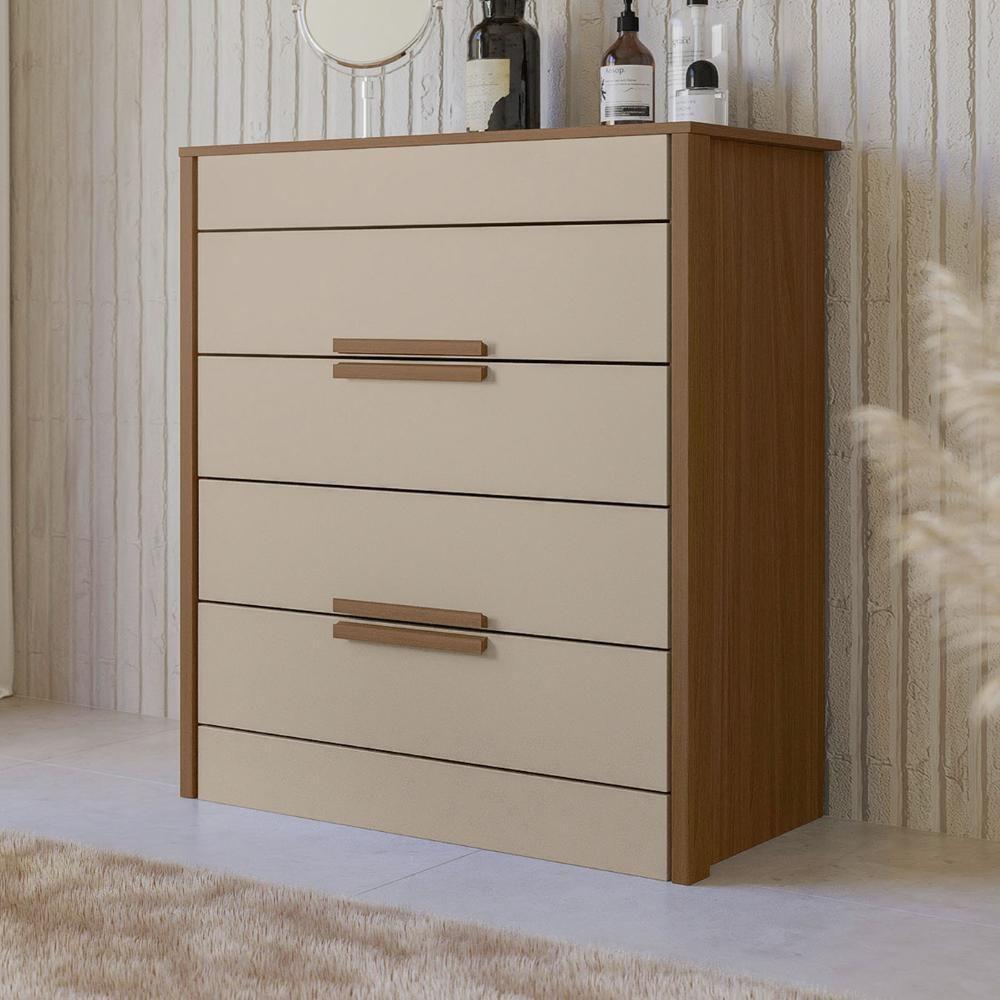 Cômoda Para Quarto 86cm Com 4 Gavetas Pavia Carvalho/fendi Z17 - Mpozenato - 2