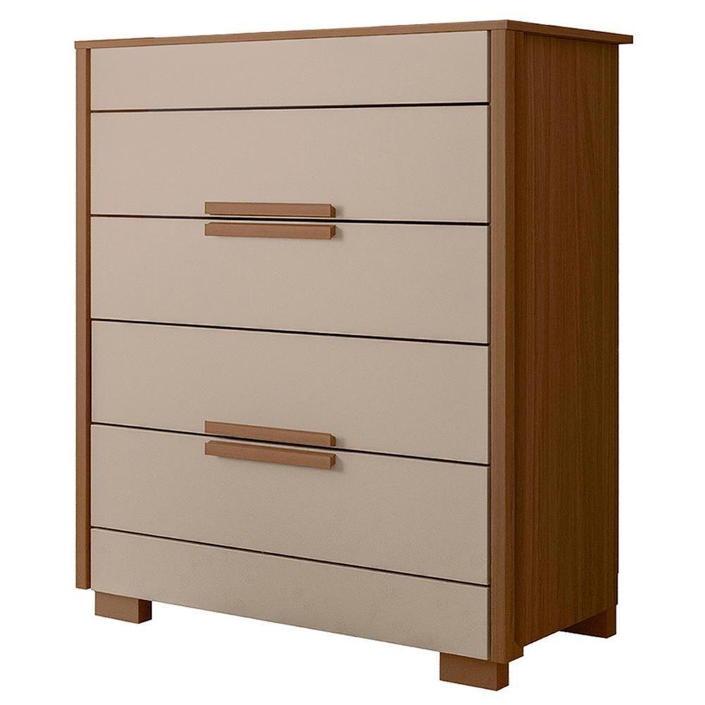 Cômoda Para Quarto 86cm Com 4 Gavetas Pavia Carvalho/fendi Z17 - Mpozenato - 6