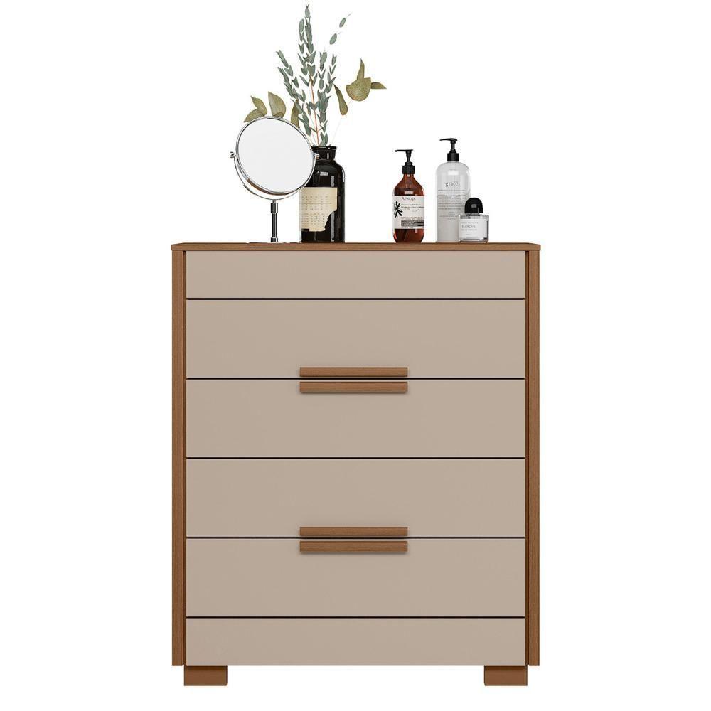 Cômoda Para Quarto 86cm Com 4 Gavetas Pavia Carvalho/fendi Z17 - Mpozenato - 8