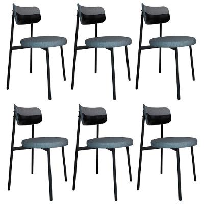 Cadeira De Jantar Estofada Kit 6 Nyka M25 Linho Cinza/preto - Mpozenato