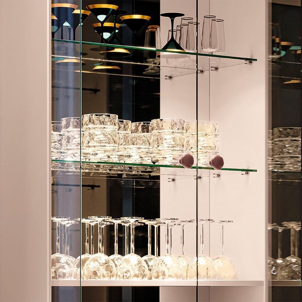 Cristaleira De Vidro Com Espelho Aura Off/castanho - Hb Móveis - 6