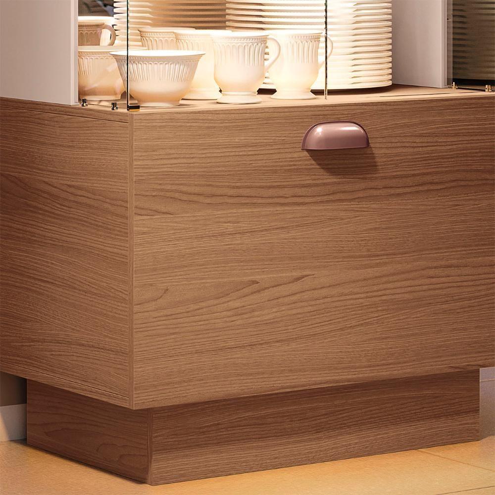 Cristaleira De Vidro Com Espelho Aura Off/castanho - Hb Móveis - 7