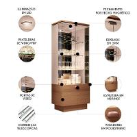 Cristaleira De Vidro Com Espelho Aura Off/castanho - Hb Móveis - 3