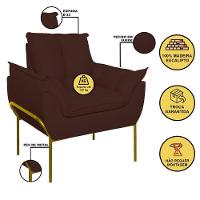 Kit 02 Poltronas + Namoradeira Reforçada Opala Metal Dourado Marrom - 8