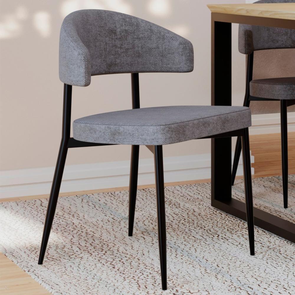 Cadeira De Jantar Estofada Fixa Chloe M25 Linho Lautrec Cinza - Mpozenato - 2