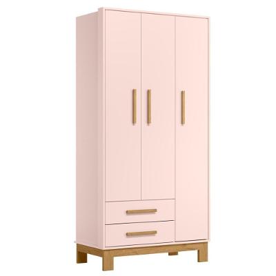 Guarda Roupa Infantil 3 Portas Slim Q Encanto Rosa - Qmovi
