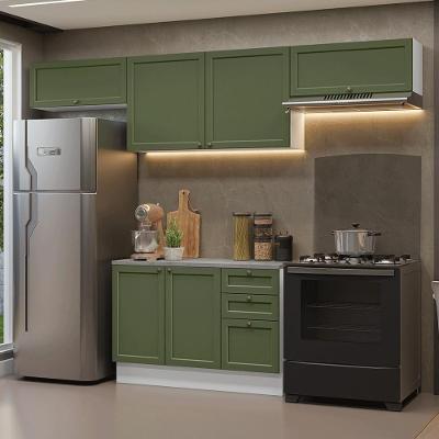 Armário de Cozinha Completa Vik 5 Portas 3 Gavetas MDF 280 cm Branco e Verde