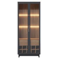 Cristaleira Adega 2 Portas 1 Gaveta Tijuca C05 Preto Fosco/noce Milano - Mpozenato - 5