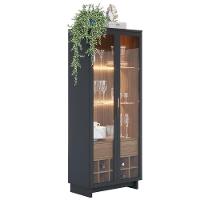 Cristaleira Adega 2 Portas 1 Gaveta Tijuca C05 Preto Fosco/noce Milano - Mpozenato - 6