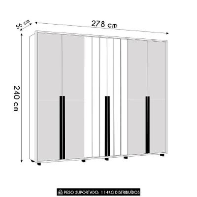 Guarda Roupa Casal Zac Opala-Cumaru Z10 6 Portas de Bater 6 Gavetas Opala-Cumaru MDF