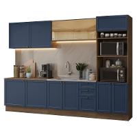 Armário De Cozinha Completa 310 Cm Vik Madesa 01 Rustic/azul - 2