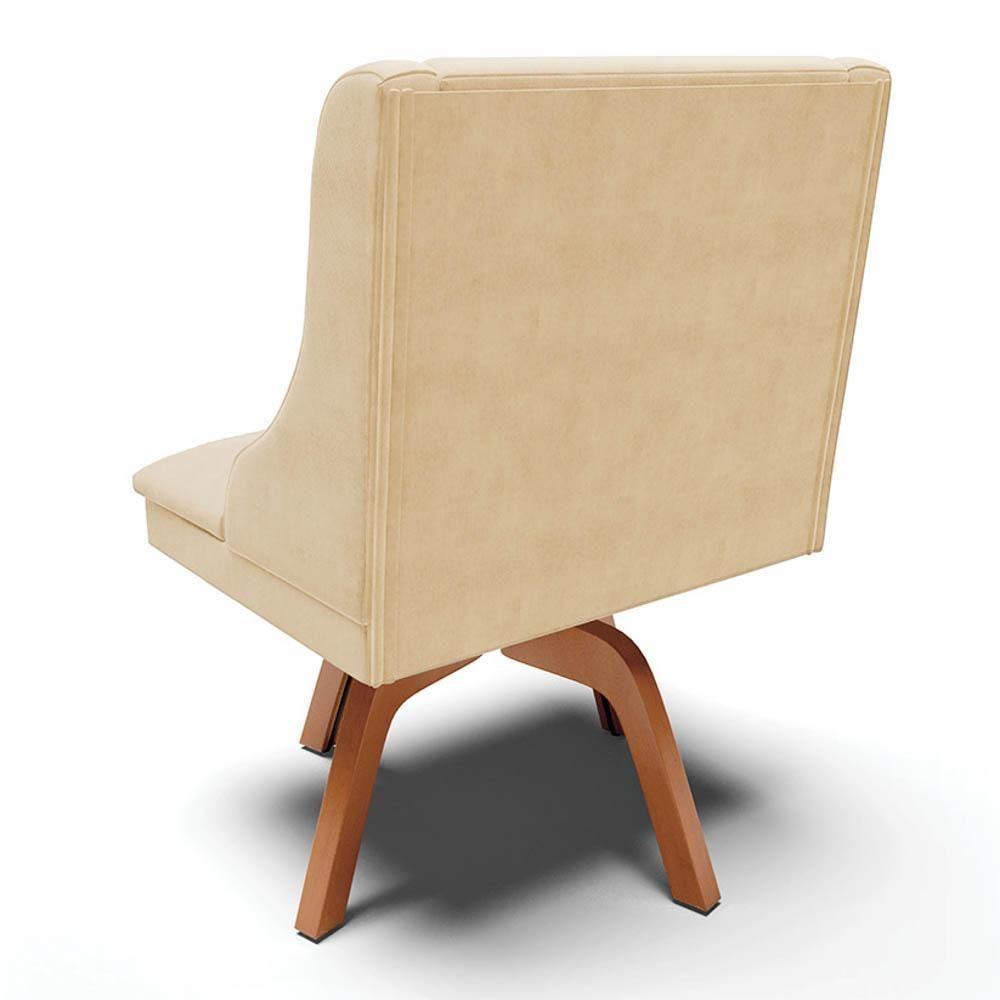 Kit 2 Cadeiras Estofadas Giratória Para Sala De Jantar Lia Suede Bege - Ibiza - 7