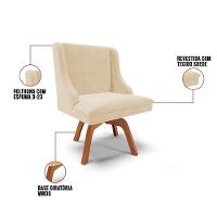 Kit 2 Cadeiras Estofadas Giratória Para Sala De Jantar Lia Suede Bege - Ibiza - 3