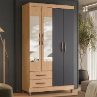 Guarda Roupa Solteiro 103cm Com Espelho Dony A02 Freijó/titanium - Mpozenato - 2