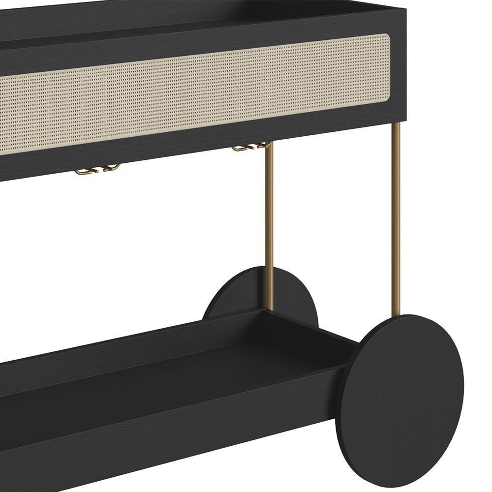 Carrinho Bar 1 Gaveta Porta Taça Pé Metal Arlo A10 Nero/dourado - Mpozenato - 7