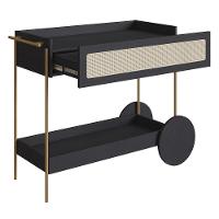 Carrinho Bar 1 Gaveta Porta Taça Pé Metal Arlo A10 Nero/dourado - Mpozenato - 5