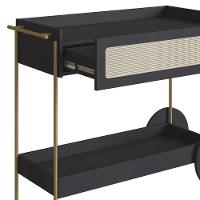 Carrinho Bar 1 Gaveta Porta Taça Pé Metal Arlo A10 Nero/dourado - Mpozenato - 6