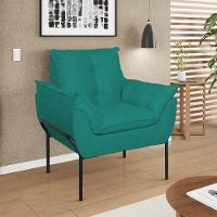 Kit 02 Poltronas + Namoradeira Reforçada Opala Metal Preto Azul Turquesa - 6