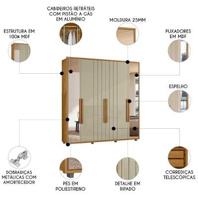 Guarda Roupa Casal Barok Opala-Cumaru Z10 6 Portas Bater 4 Gavetas Opala-Cumaru Mpozenato