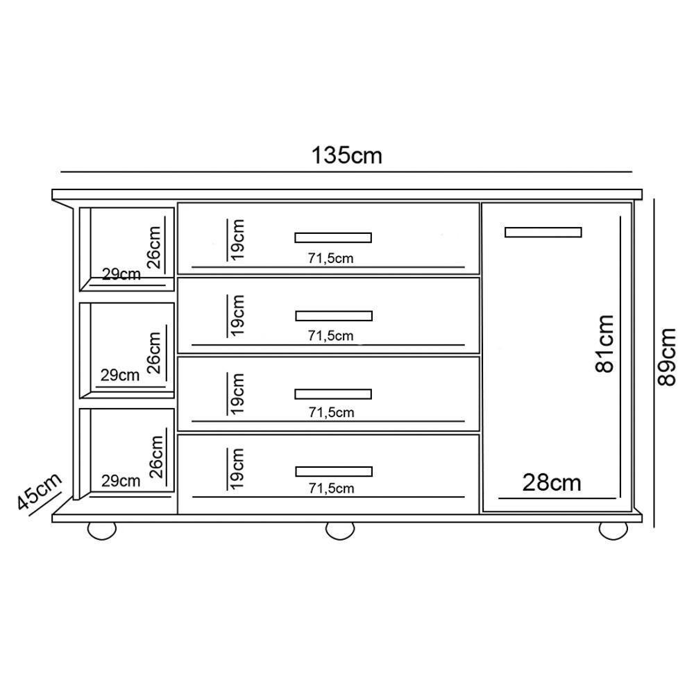 Cômoda Infantil Com Cantoneira E 4 Gavetas 100% Mdf New Lorena Off White - Phoenix - 4