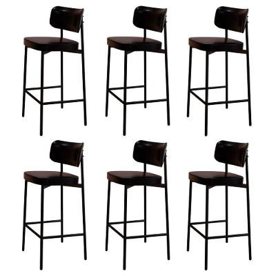 Banqueta Alta Bar Estofada Kit 6 Ella M25 Sintético Preto - Mpozenato