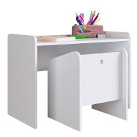 Escrivaninha Infantil Com Banqueta Montessoriano Meu Fofinho A05 Branco - Mpozenato - 1