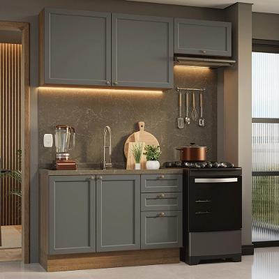 Armário De Cozinha Compacta 180 Cm Vik Madesa 02 Rustic/cinza