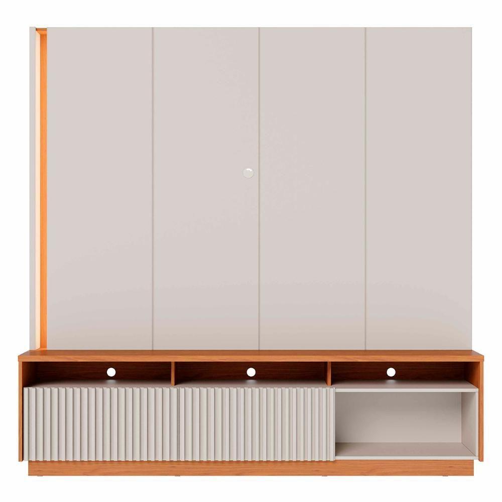 Estante Painel Tv 75 Pol Com Led 200cm Mafra Freijó/off White C05 - Mpozenato - 7