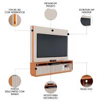 Estante Painel Tv 75 Pol Com Led 200cm Mafra Freijó/off White C05 - Mpozenato - 3
