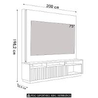 Estante Painel Tv 75 Pol Com Led 200cm Mafra Freijó/off White C05 - Mpozenato