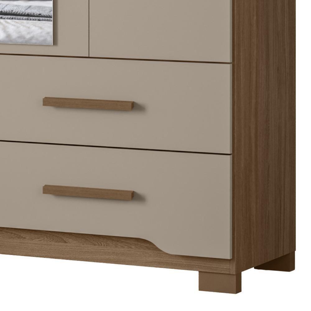Guarda Roupa Casal 160cm Com Espelho Cancum Carvalho/fendi Z17 - Mpozenato - 6