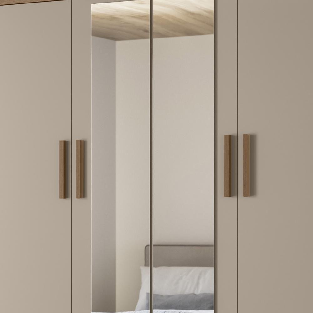 Guarda Roupa Casal 160cm Com Espelho Cancum Carvalho/fendi Z17 - Mpozenato - 7