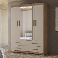 Guarda Roupa Casal 160cm Com Espelho Cancum Carvalho/fendi Z17 - Mpozenato - 2