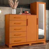 Guarda Roupa Cômoda Com Espelho 158cm Suiça A02 Cinamomo - Mpozenato - 2