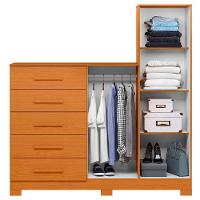 Guarda Roupa Cômoda Com Espelho 158cm Suiça A02 Cinamomo - Mpozenato - 5