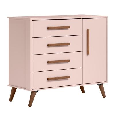 Cômoda Infantil Sapateira Q Encanto Retrô 4 Gavetas em MDF com Puxador em MDF Rosa